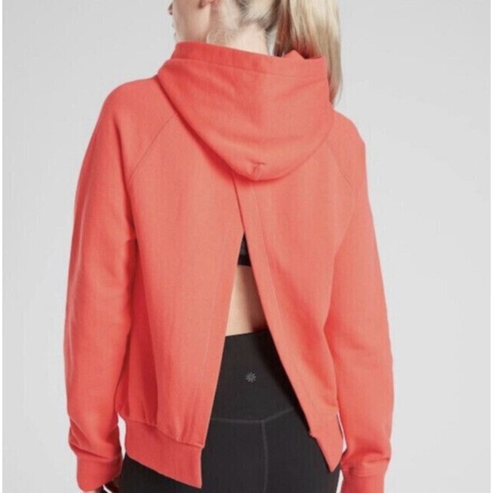 ATHLETA Moonrise Hoodie Women’s XS Passionfruit Coral Split‎ Back Sweatshirt